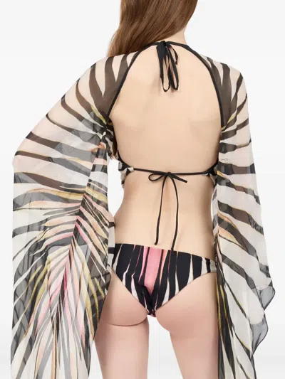 Roberto Cavalli Print-patterned Ring-detail Swimsuit In Pink