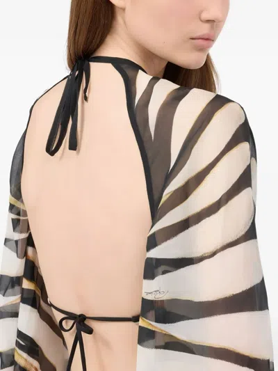 Roberto Cavalli Print-patterned Ring-detail Swimsuit In Pink