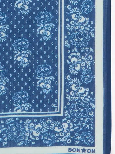 Bonton Floral-print Scarf In Blue
