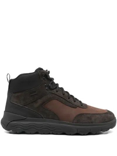 Geox Spherica 4x4 Abx Lace-up Panelled Boots In Brown