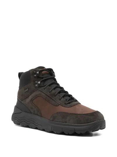 Geox Spherica 4x4 Abx Lace-up Panelled Boots In Brown