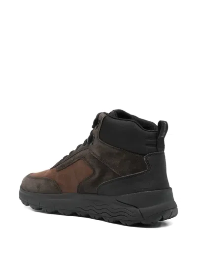 Geox Spherica 4x4 Abx Lace-up Panelled Boots In Brown