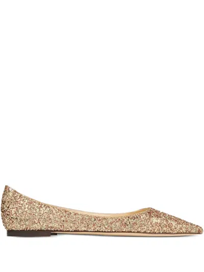 Jimmy Choo Love Flat Pumps In Gold