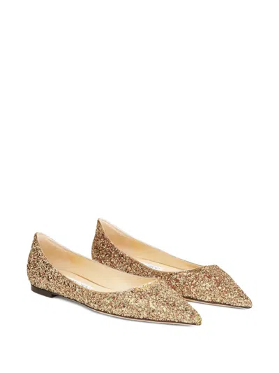 Jimmy Choo Love Flat Pumps In Gold