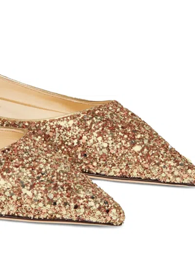 Jimmy Choo Love Flat Pumps In Gold