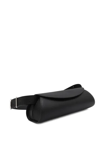 Jil Sander Cannolo Logo Embossed Small Shoulder Bag In Black