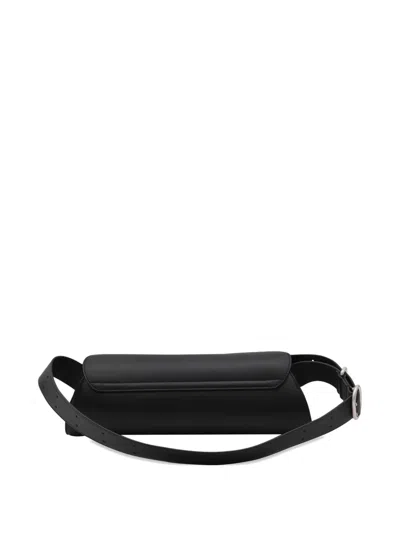 Jil Sander Cannolo Logo Embossed Small Shoulder Bag In Black