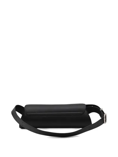 Jil Sander Cannolo Logo Embossed Small Shoulder Bag In Black