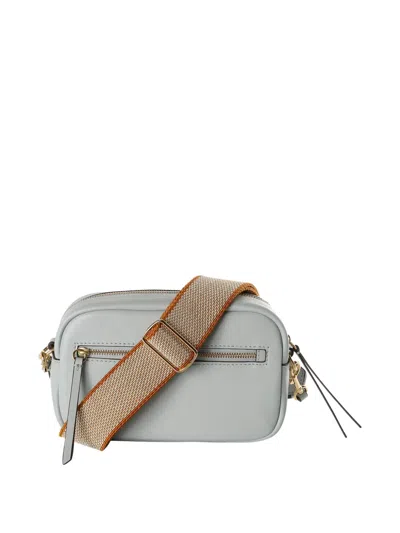 Tory Burch Mini Miller Leather Cross Body Bag In Gray