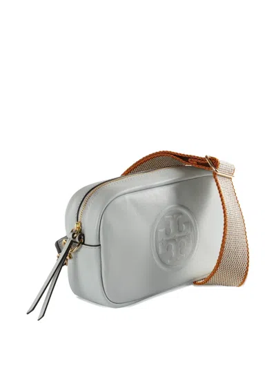 Tory Burch Mini Miller Leather Cross Body Bag In Gray