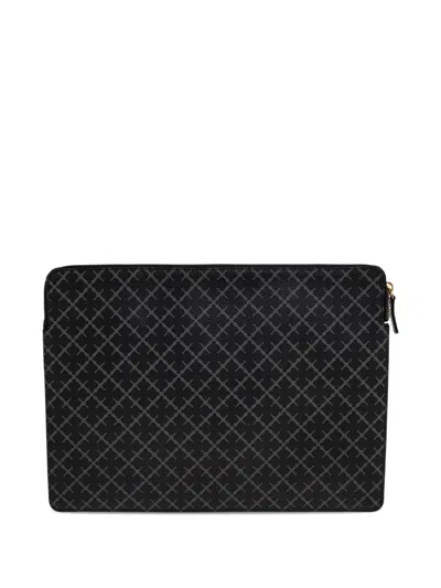 By Malene Birger Monogram-pattern Zip Laptop Bag In Black