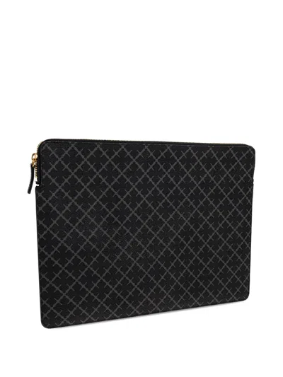 By Malene Birger Monogram-pattern Zip Laptop Bag In Black