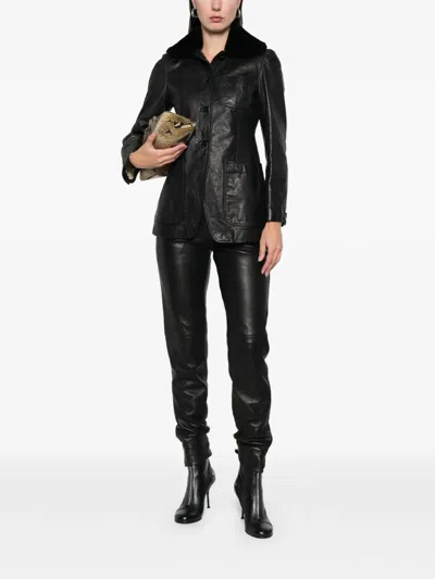 Pre-owned Romeo Gigli 1997-1998 Fur-collar Jacket In Black