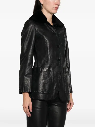 Pre-owned Romeo Gigli 1997-1998 Fur-collar Jacket In Black