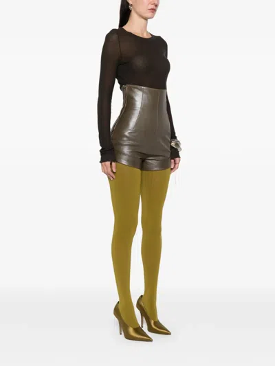 Pre-owned Romeo Gigli 1990s Leather Shorts In Green