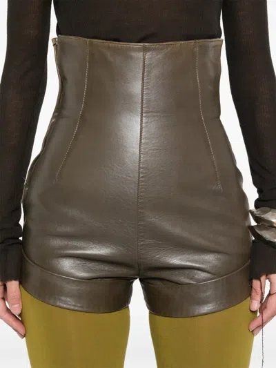 Pre-owned Romeo Gigli 1990s Leather Shorts In Green