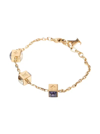 Pre-owned Louis Vuitton 2012 Gold Plated Gamble Crystal Bracelet Costume Bracelet