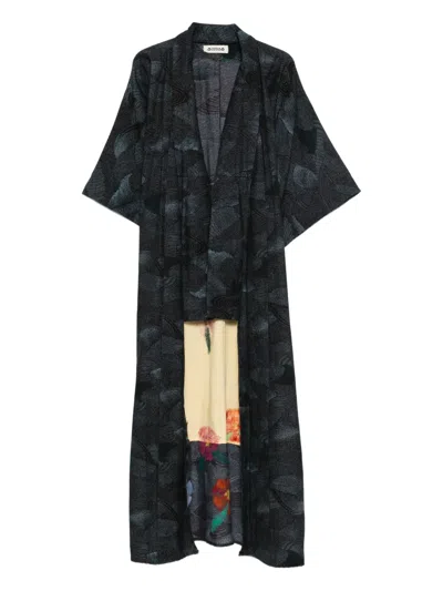 Pre-owned A.n.g.e.l.o. Vintage Upcycling Upcycled Floral-appliqué Coat In Black