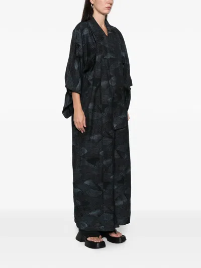 Pre-owned A.n.g.e.l.o. Vintage Upcycling Upcycled Floral-appliqué Coat In Black