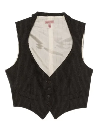 Pre-owned Romeo Gigli Pinstripe Button Vest In Brown