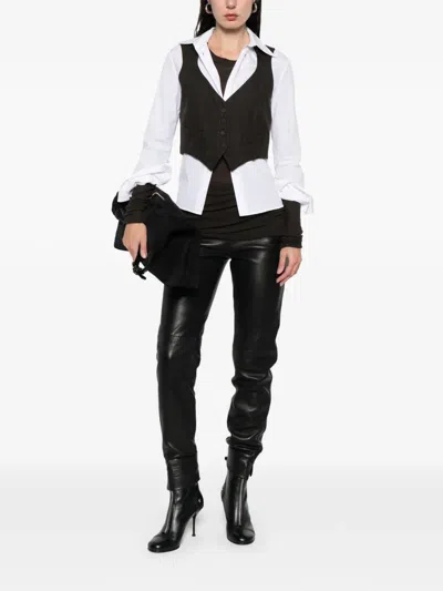 Pre-owned Romeo Gigli Pinstripe Button Vest In Brown