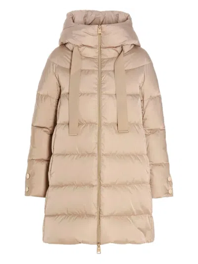 Herno Hooded Zip-up Padded Coat In Neutral