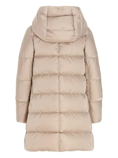 Herno Hooded Zip-up Padded Coat In Neutral