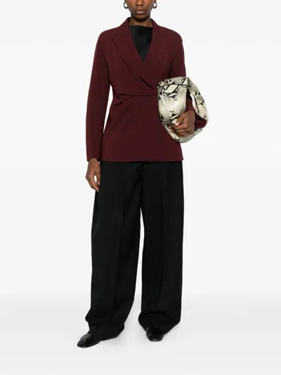 Max Mara Twisted-detail Peak-lapel Fitted Jacket In Burgundy