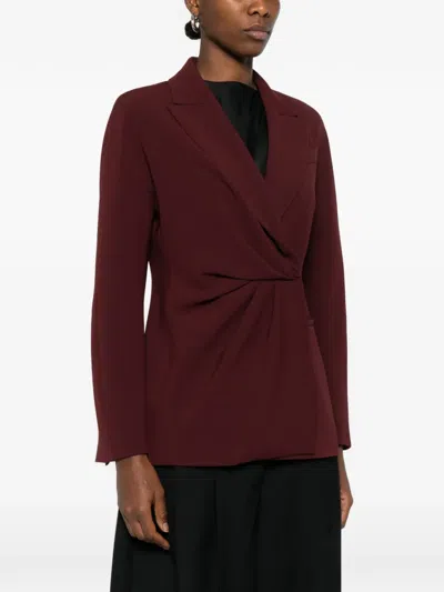 Max Mara Twisted-detail Peak-lapel Fitted Jacket In Burgundy