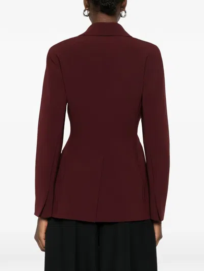 Max Mara Twisted-detail Peak-lapel Fitted Jacket In Burgundy