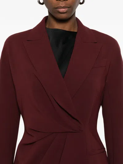 Max Mara Twisted-detail Peak-lapel Fitted Jacket In Burgundy
