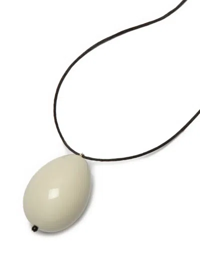 Gohar World Host Egg-pendant Cord Necklace In Black