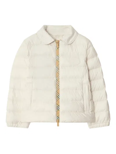 Burberry Checker-tape Nylon Puffer Jacket In Neutral