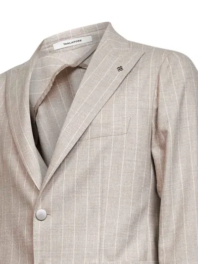 Tagliatore Pinstripes Blazer In Neutral