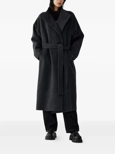 Studio Tomboy High-neck Belted Coat In Gray