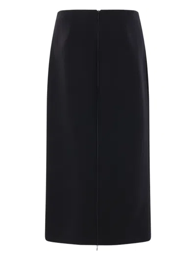 The Row Wool Midi Skirt In Black