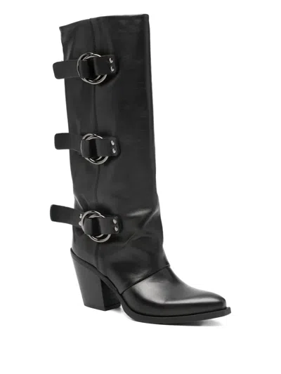 Metisse 85mm Buckle-detail Boots In Black