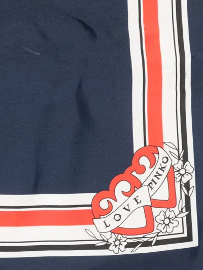 Pinko Madeleine Twill Scarf In Blue