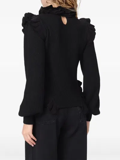 Twinset Ruffled-trim Sweater In Black