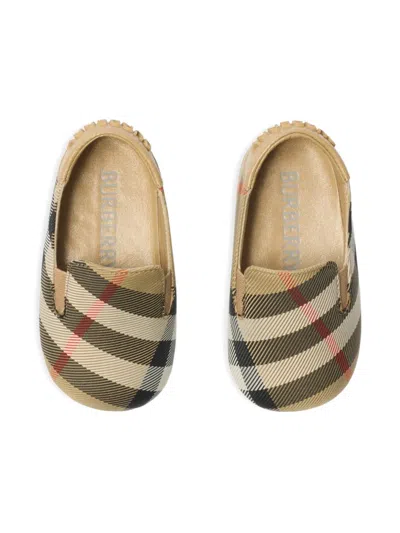 Burberry Check Pre-walkers In Brown