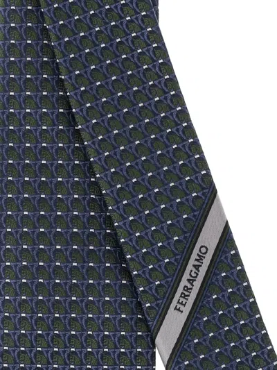 Ferragamo Patterned-jacquard Tie In Blue