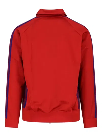 Needles Logo-embroidered Striped Tech-jersey Track Jacket In Red