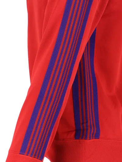 Needles Logo-embroidered Striped Tech-jersey Track Jacket In Red