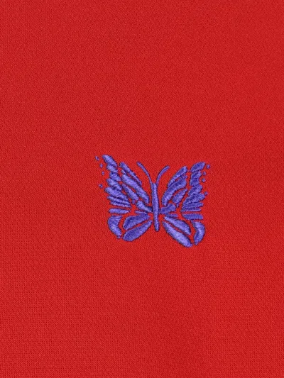 Needles Logo-embroidered Striped Tech-jersey Track Jacket In Red