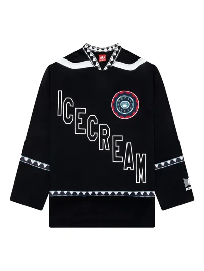 Icecream Party On Long Sleeve Mesh Jersey In Black