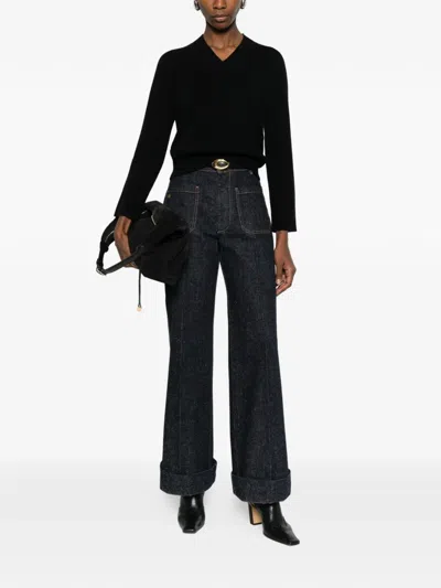 Ivory Paris V-neck Sweater In Black