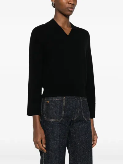 Ivory Paris V-neck Sweater In Black