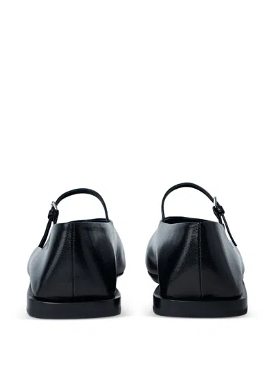 Jil Sander Leather Ballet Flats In Black