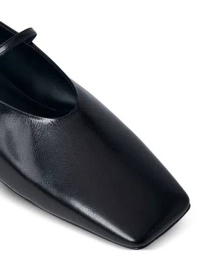 Jil Sander Leather Ballet Flats In Black