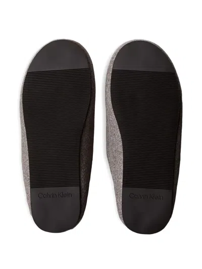 Calvin Klein Logo-detail Slippers In Gray